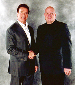 Arnold Schwarzenegger with Dr. Braile a chiropractor in Marietta Georgia